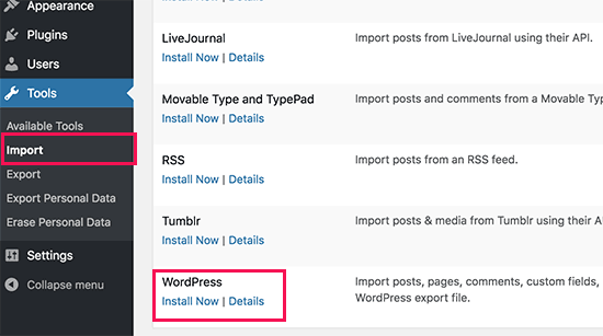 安装 WordPress 导入器 安装 WordPress 导入器