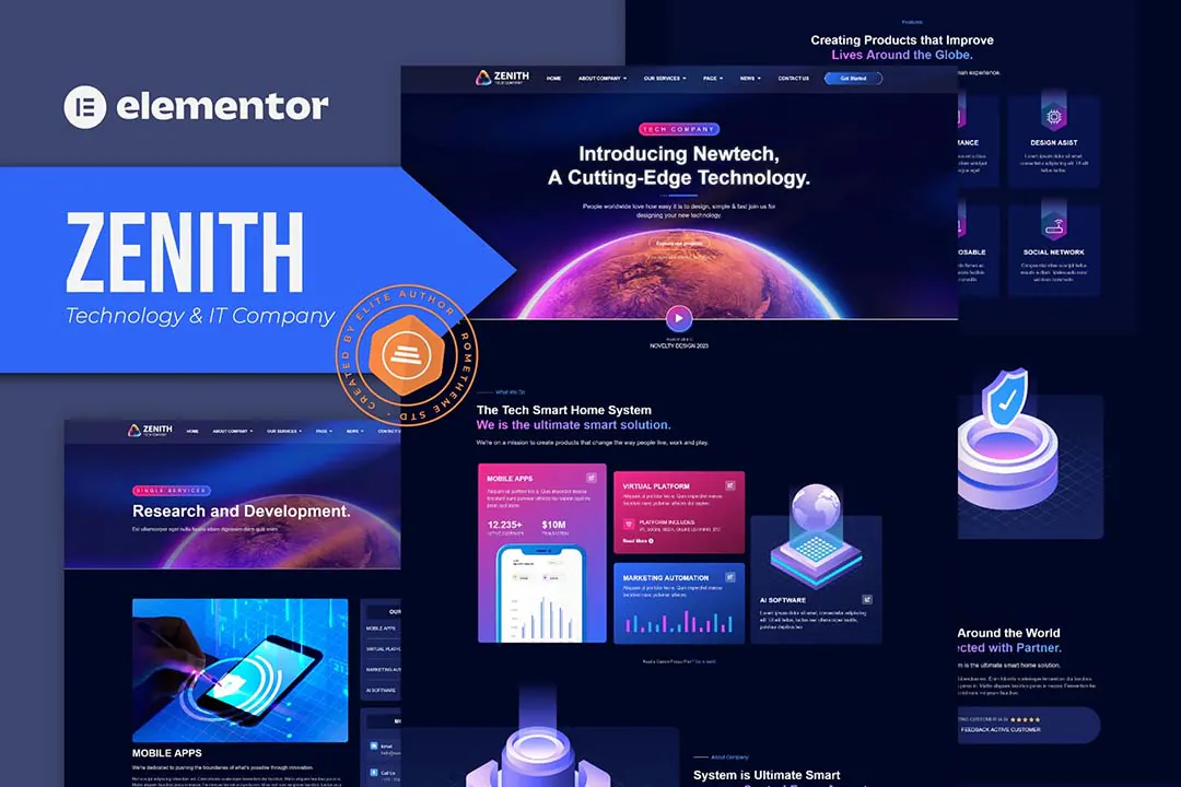 Zenith – 技术与 IT 公司 Elementor 模板套件