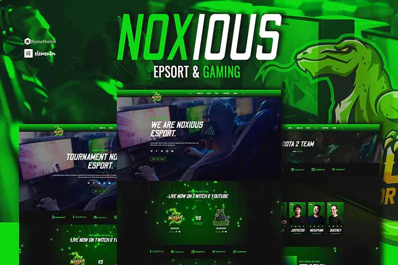 Noxious – 电竞与游戏 Elementor 模板套件