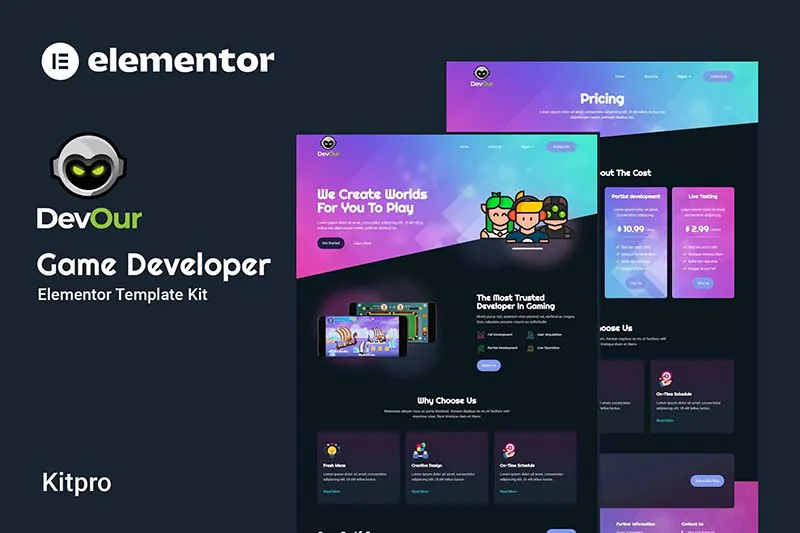 Devour – 游戏开发者 Elementor 模板套件