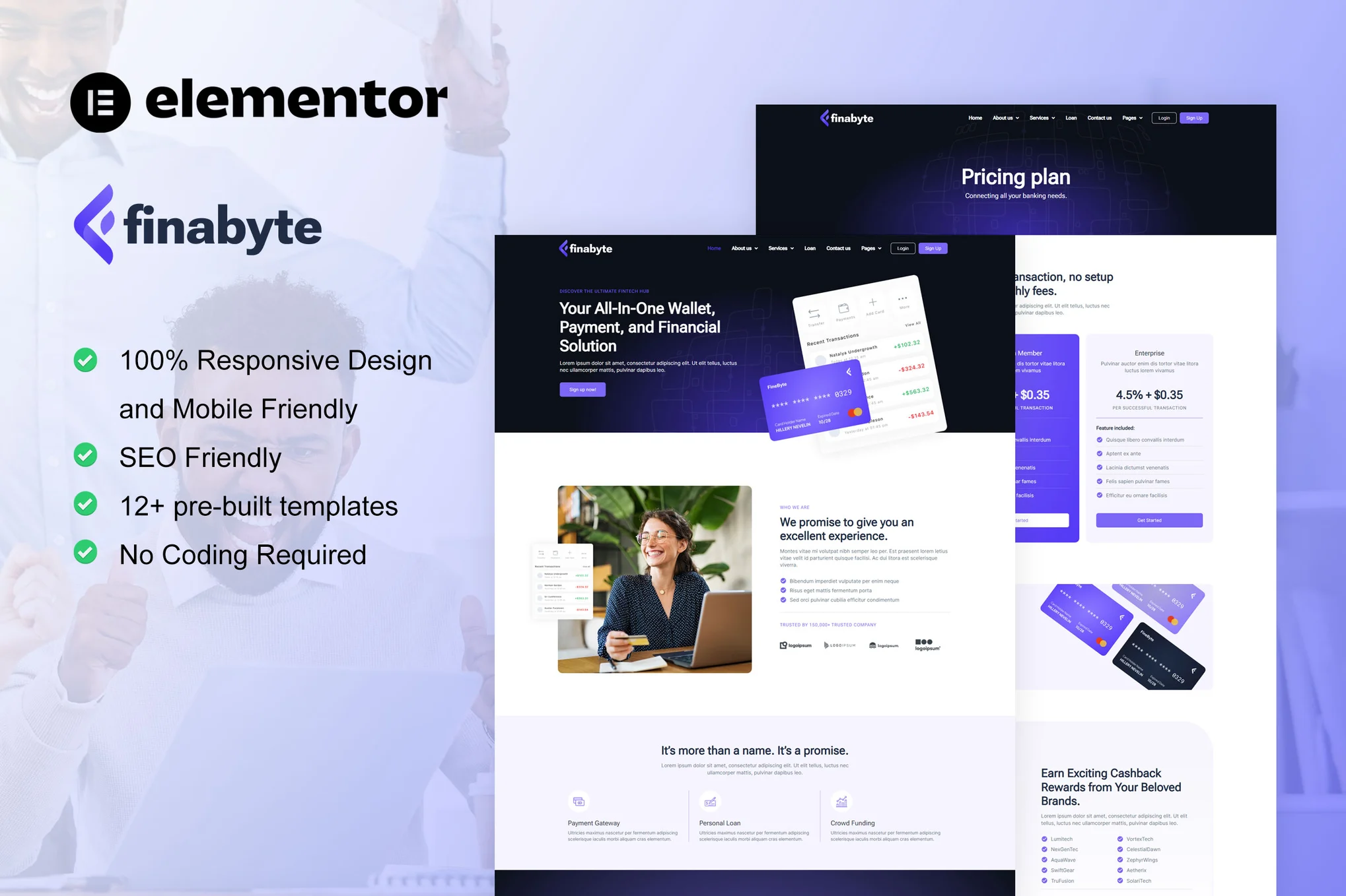 FinaByte – Saas & 金融科技初创公司 Elementor 模板套件