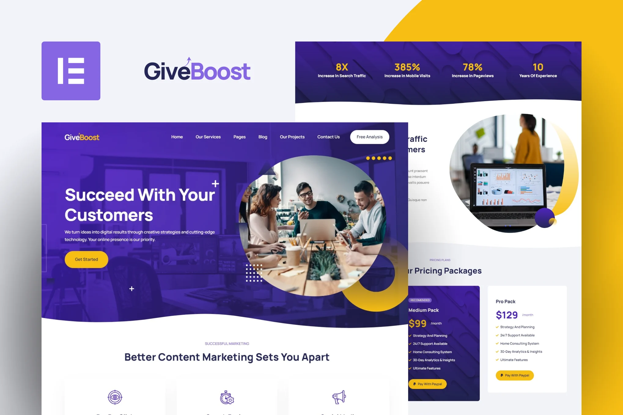GiveBoost – 数字营销机构 Elementor Pro 模板套件