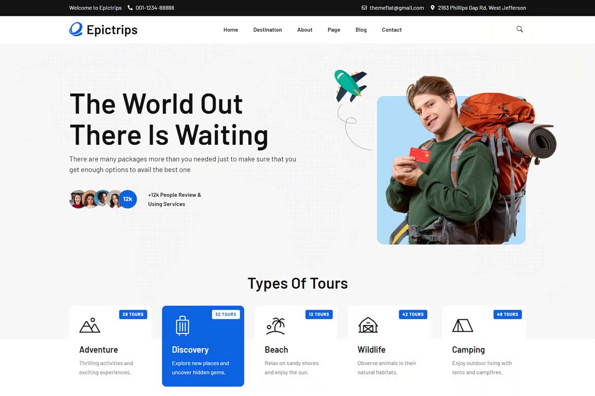 EpicTrips – 旅行和旅游 Elementor 模板套件