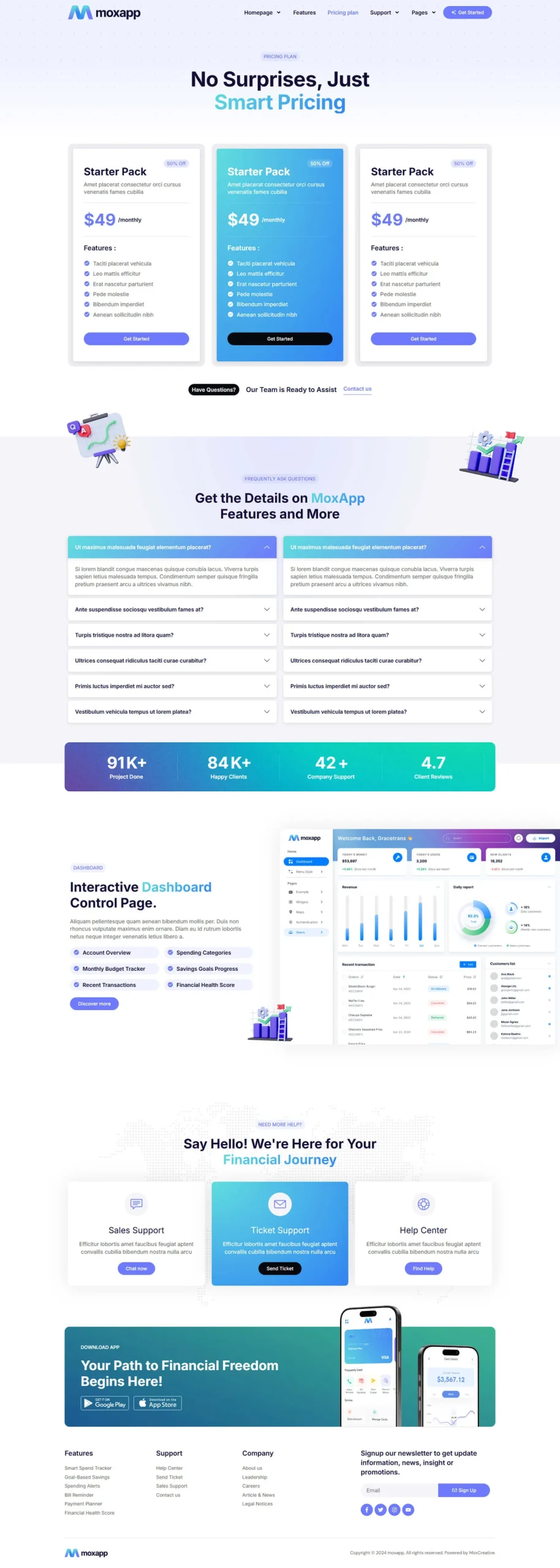 应用程序和金融科技初创公司 Elementor Pro 模板套件