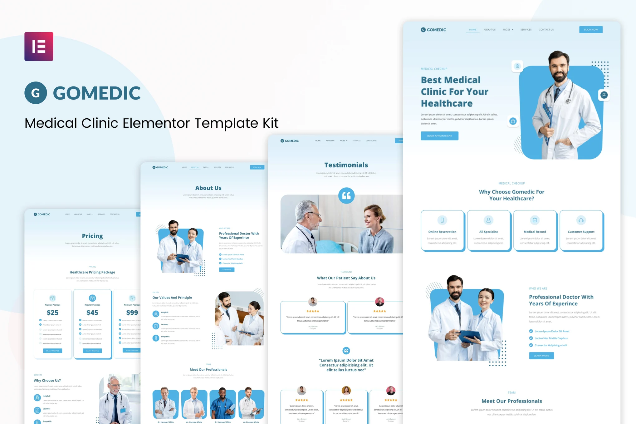 Gomedic – 医疗Elementor模板套件