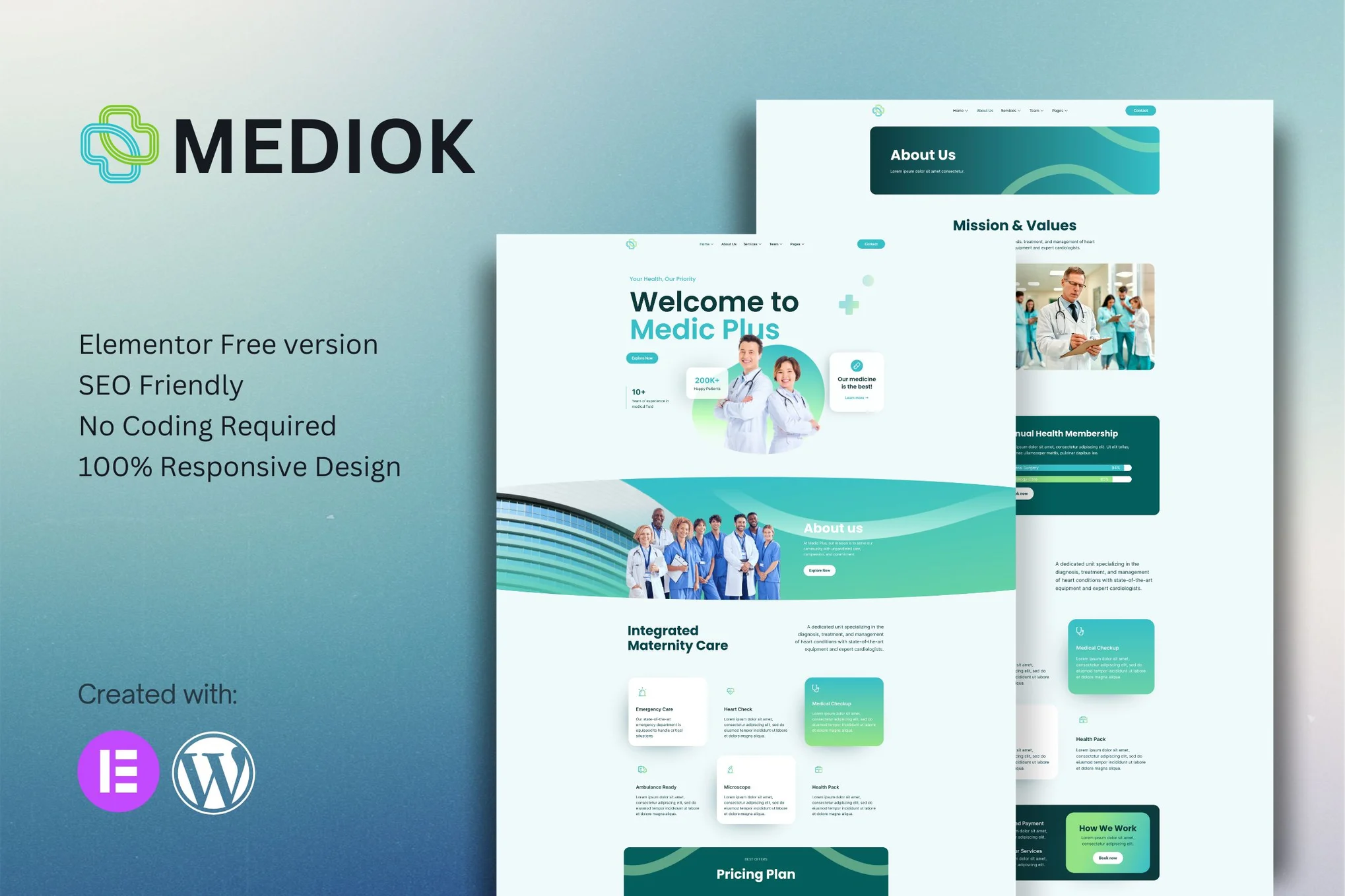 Mediok – 医疗Elementor模板套件