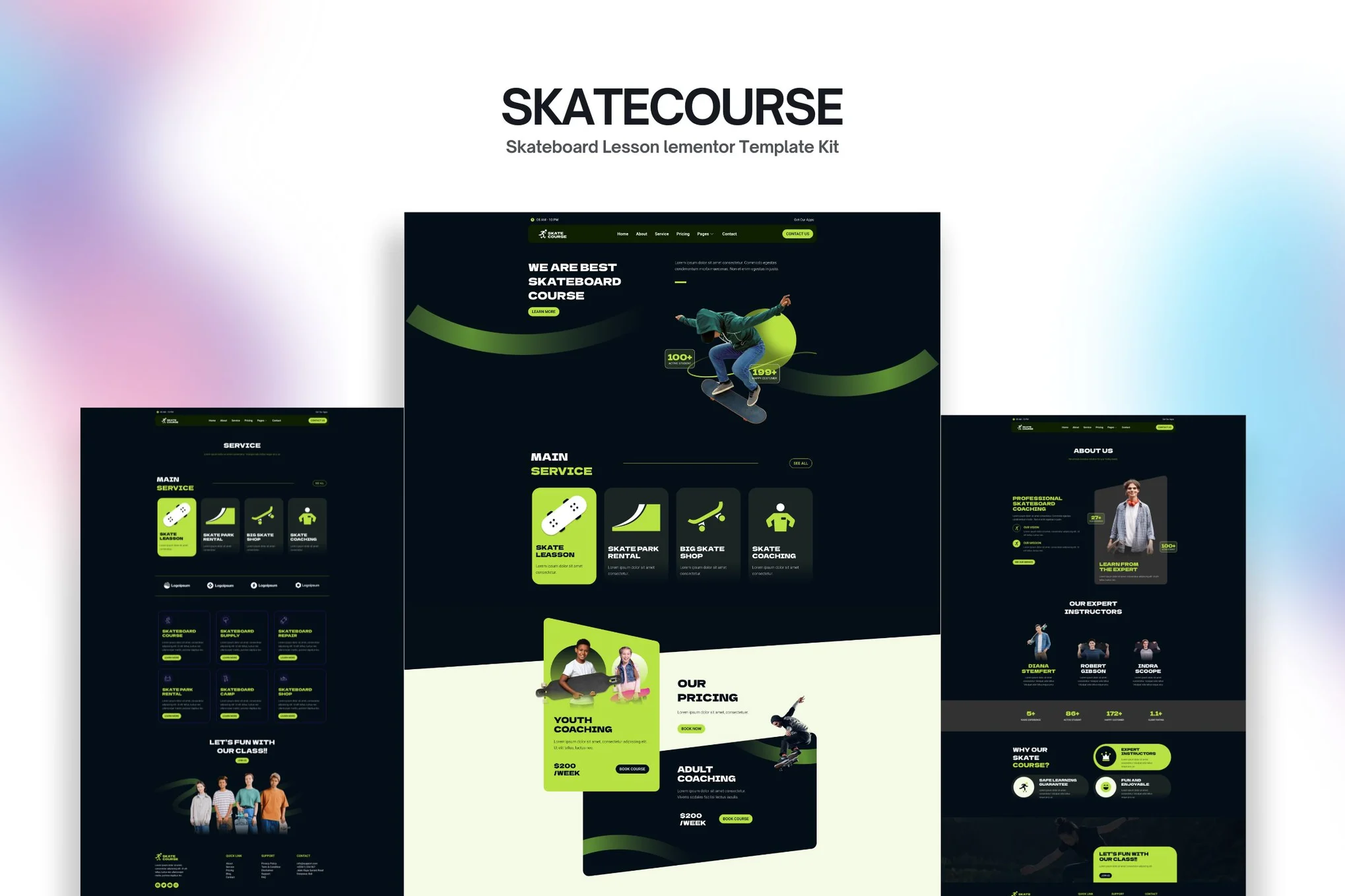 Skatecourse – 滑板课程Elementor模板套件