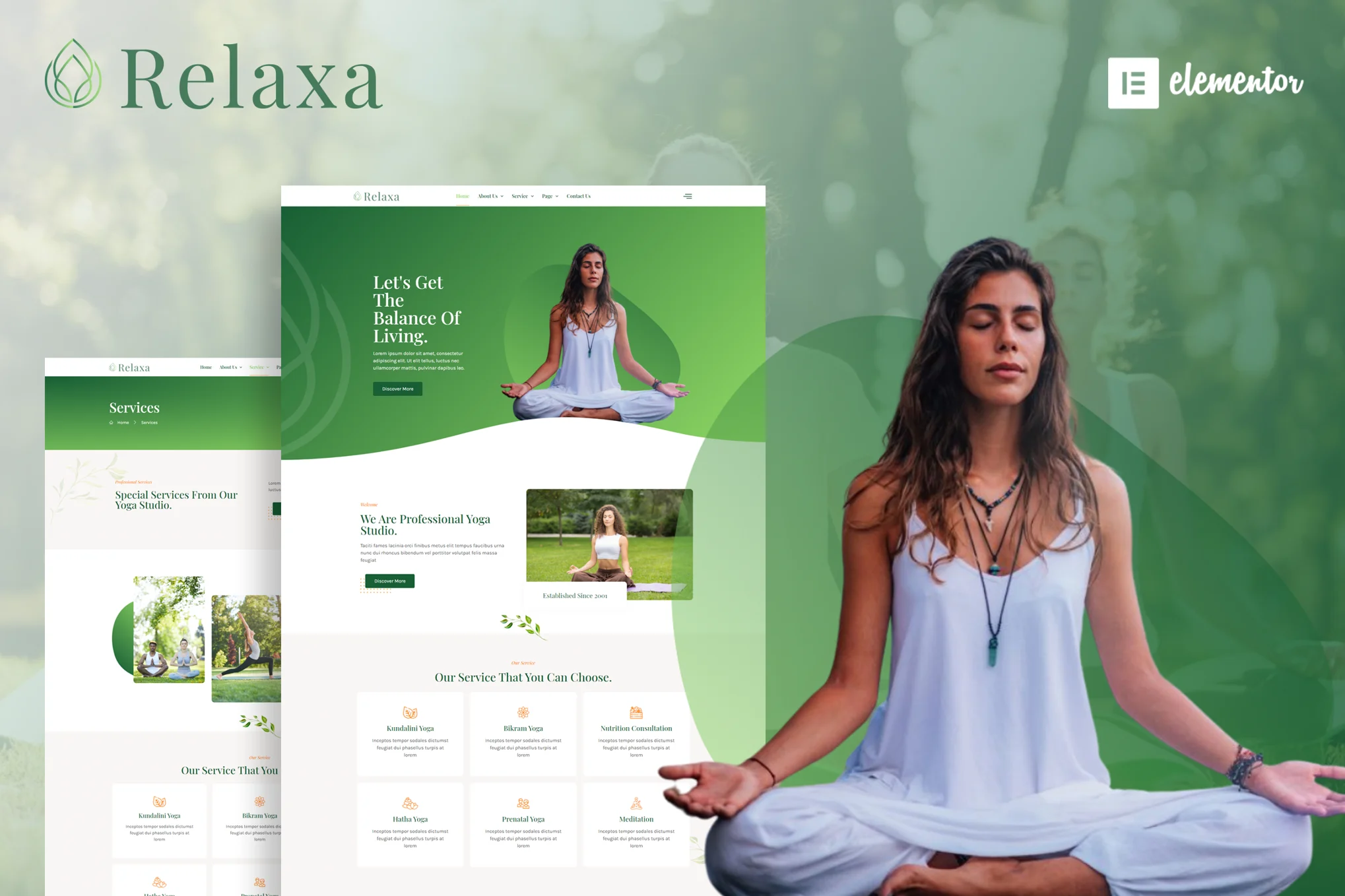 Relaxa – 瑜伽教师与工作室Elementor模板套件