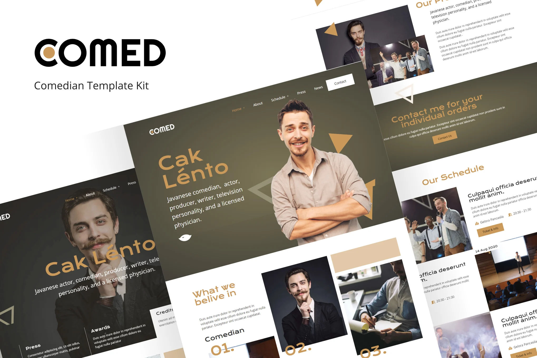 Comed Elementor 模板包:适用于喜剧演员、演员及影视行业网站