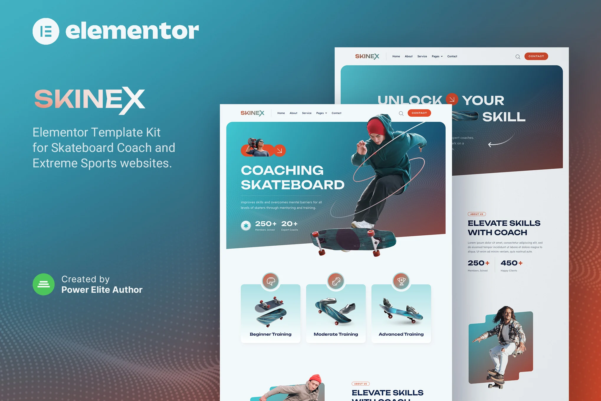 Skinex – 滑板教练与课程 Elementor 模板套件