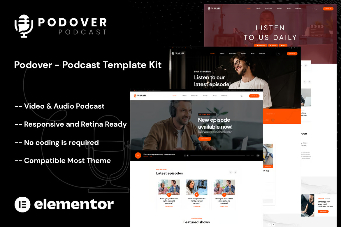Podover – 播客 Elementor 模板套件